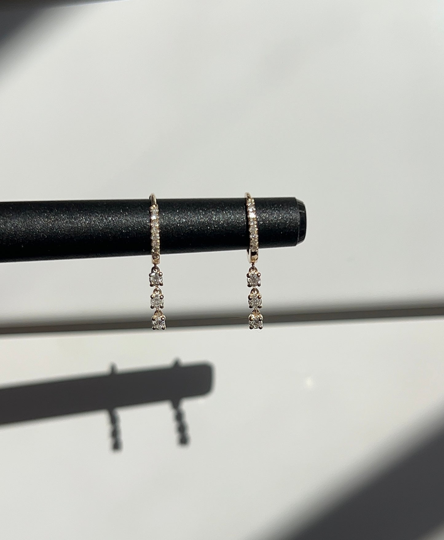 Mini Hoop Earrings with Diamond Drop