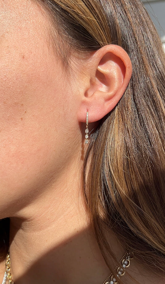 Mini Hoop Earrings with Diamond Drop