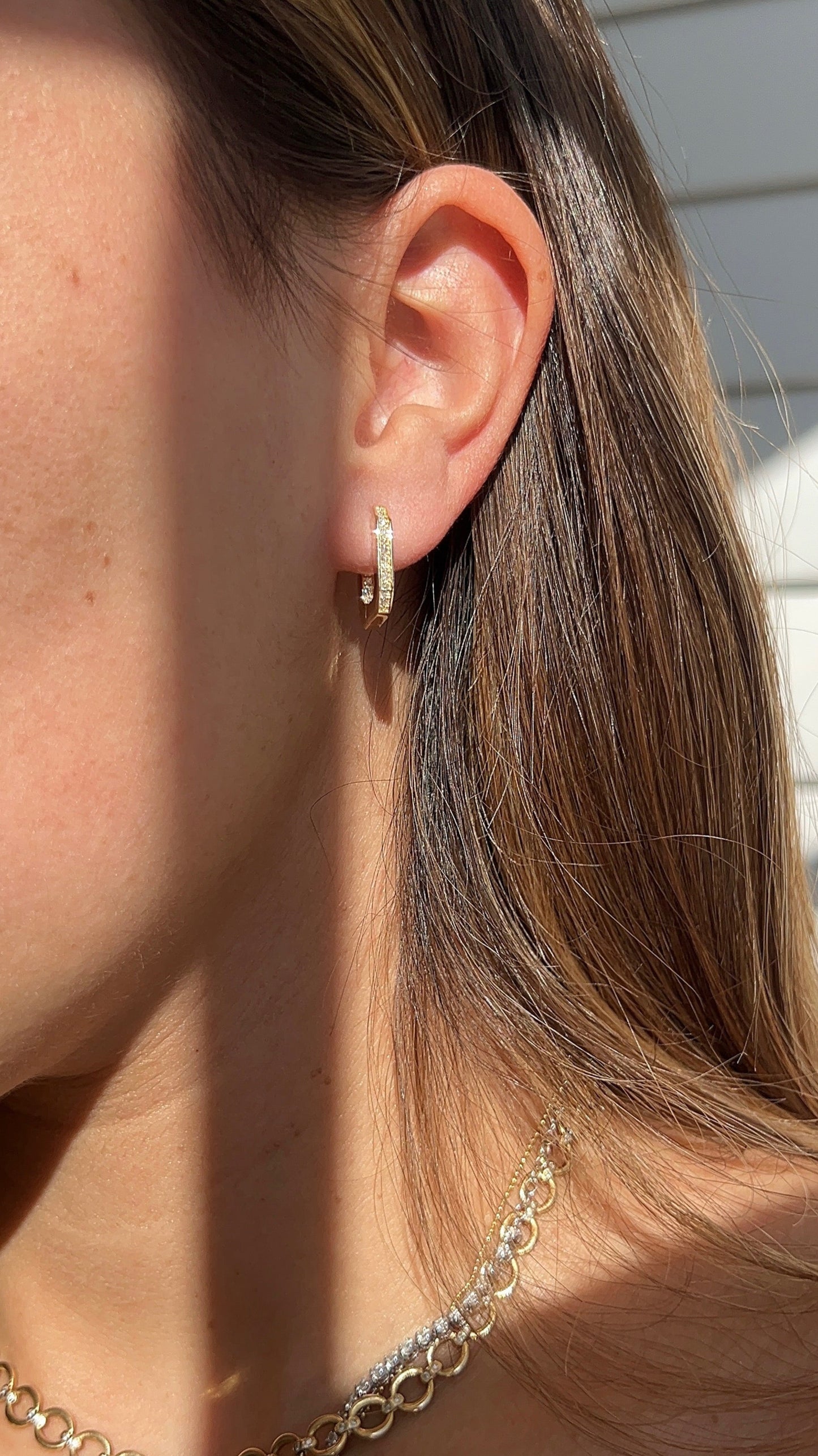 Diamond Octagonal Paperclip Hoop