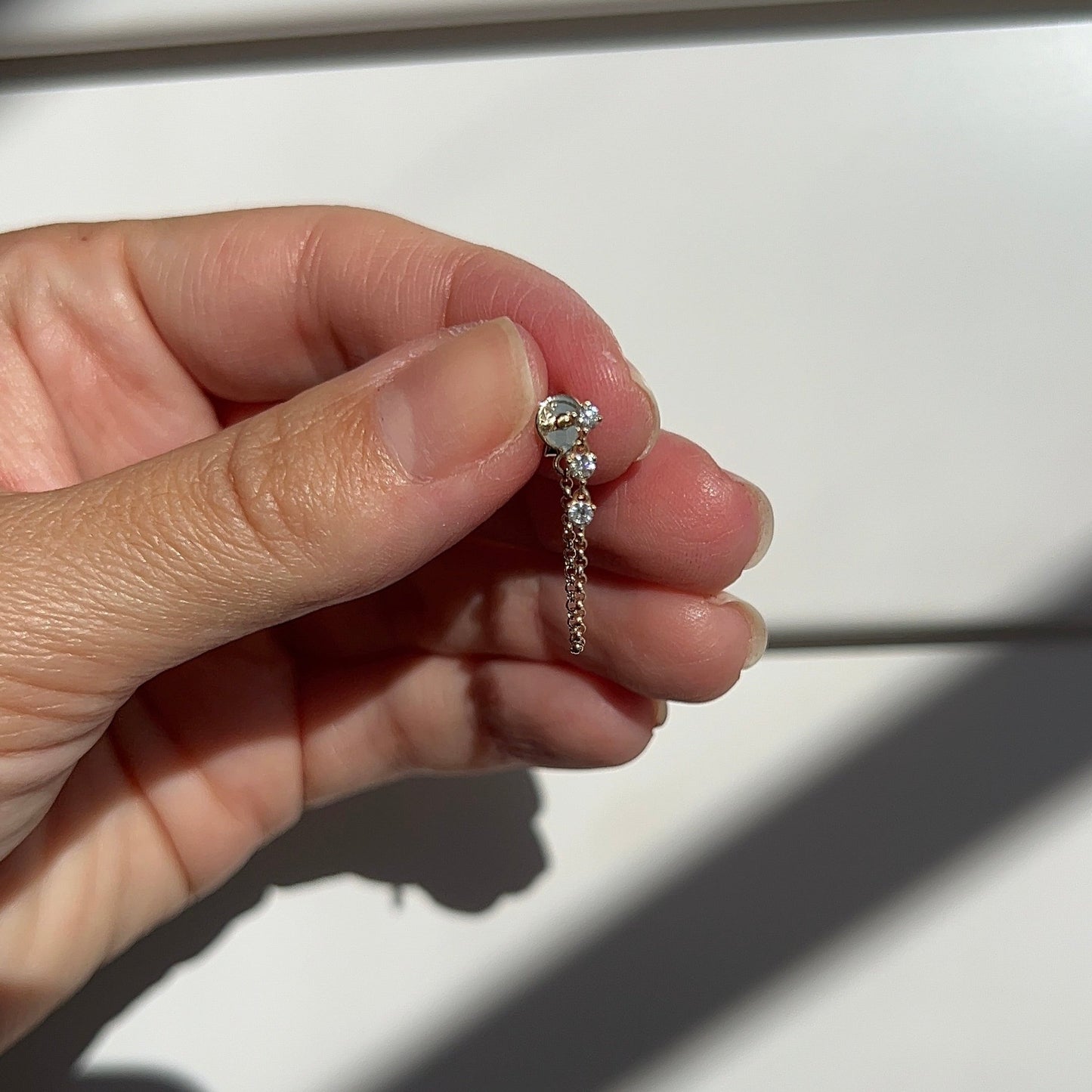 Trio Diamond Chain Drop Earrings