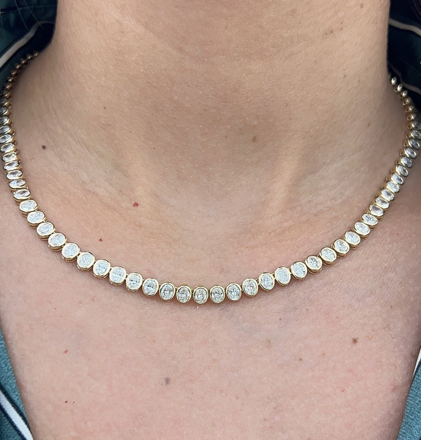 Bezel Diamond Half Tennis Necklace