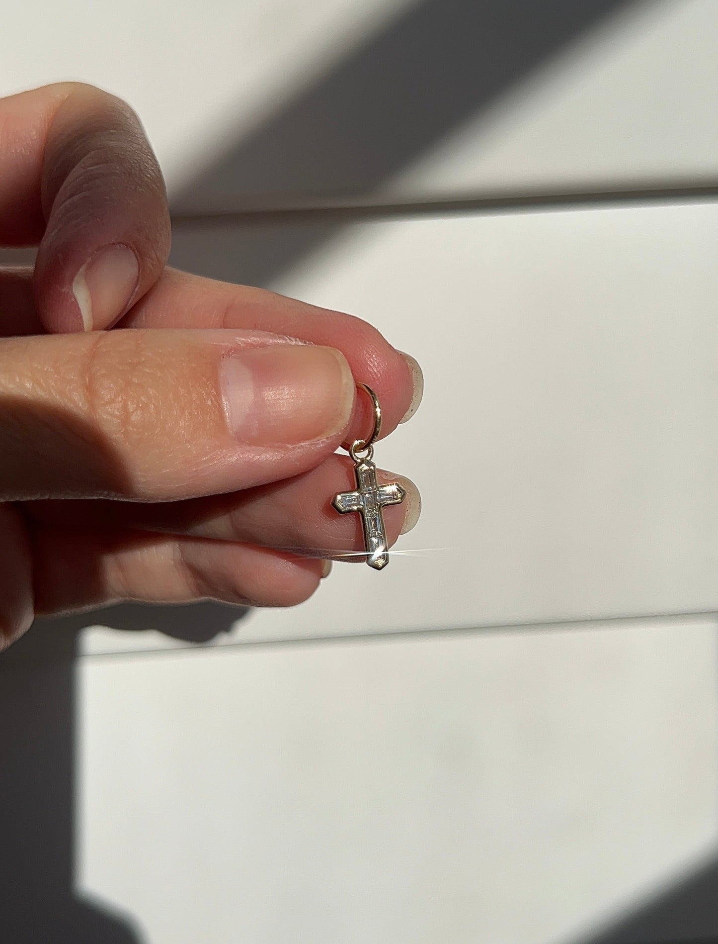 Diamond Bezel Cross Charm