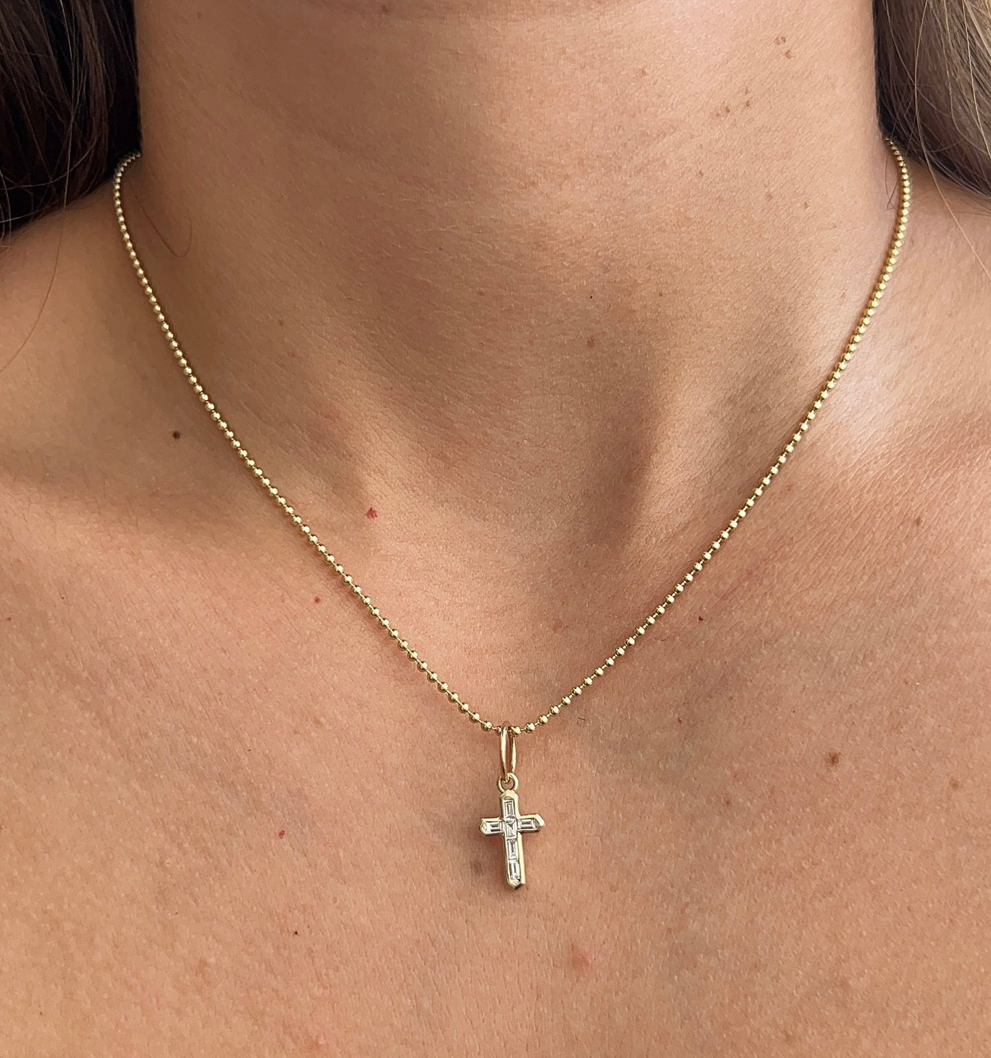 Diamond Bezel Cross Charm