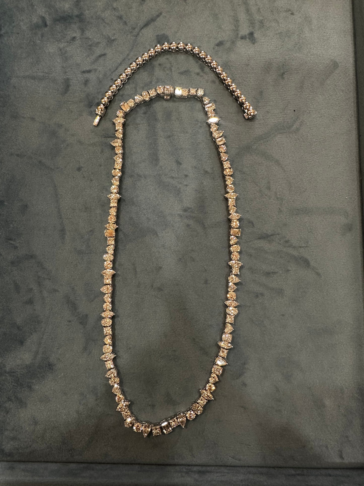 Fancy Shape Diamond Tennis Necklace