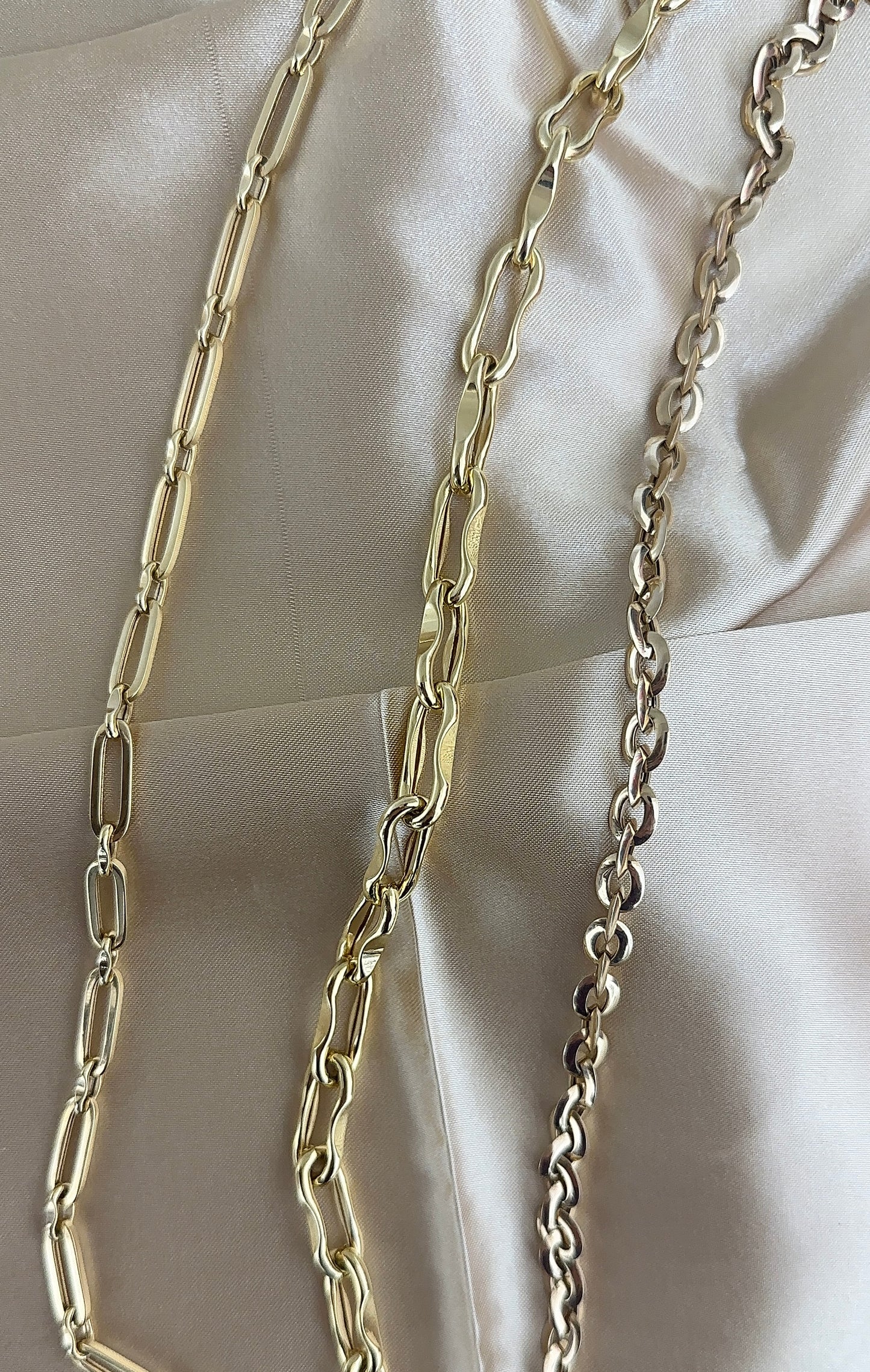 14K Paperclip and Scalloped Chain Necklace