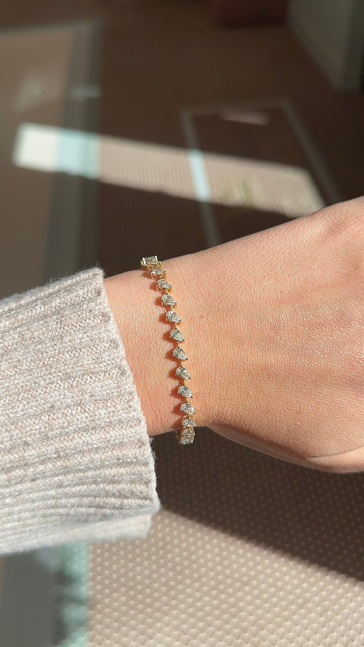 Spaced Pear Diamond Tennis Bracelet