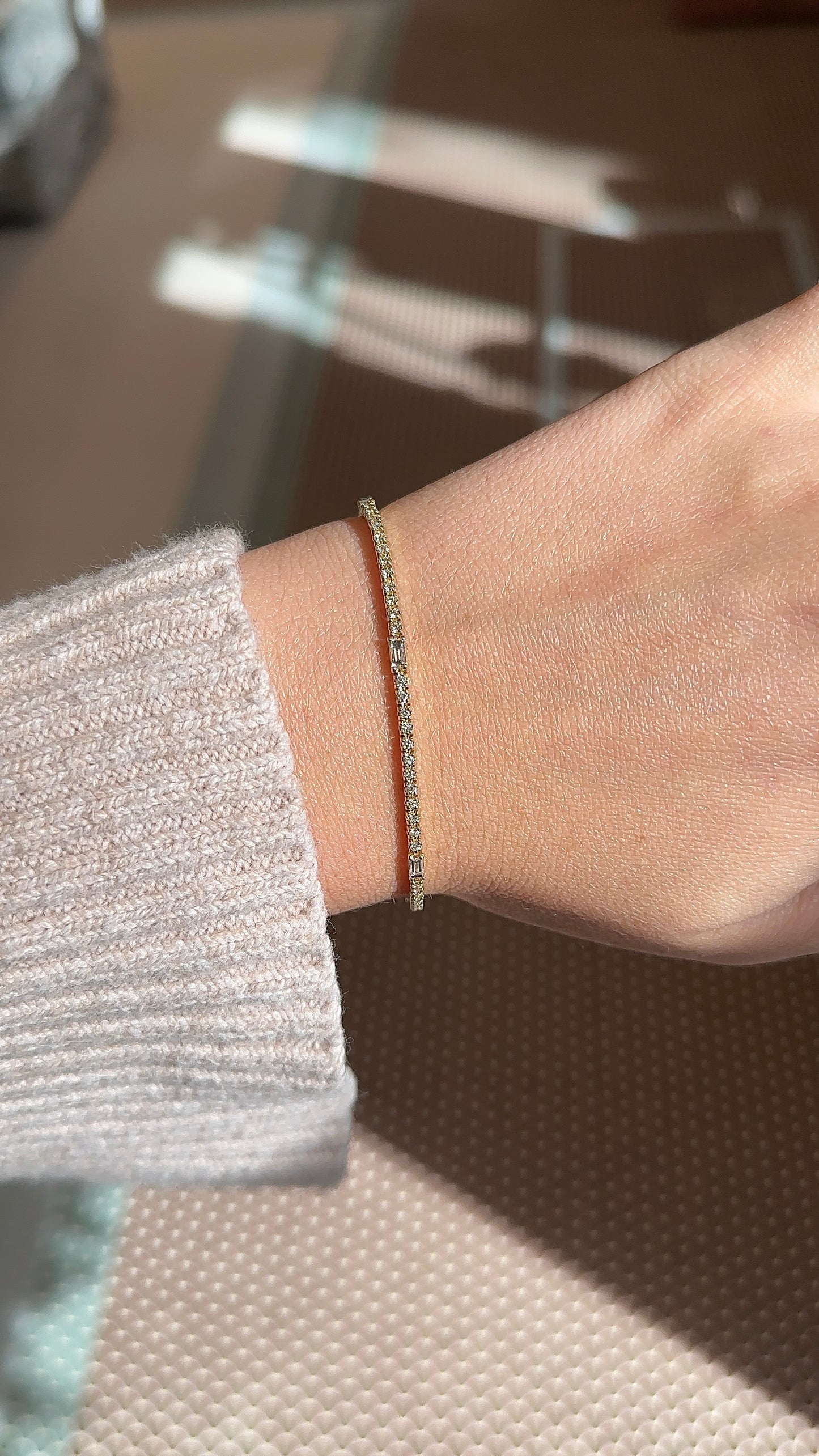 Baguette and Round Diamond Tennis Bracelet