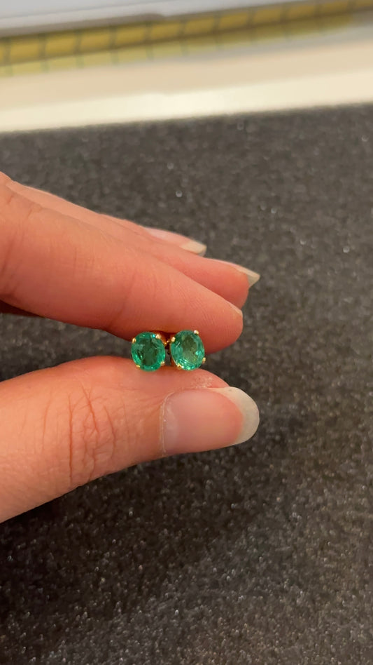 Vintage Oval Emerald Studs