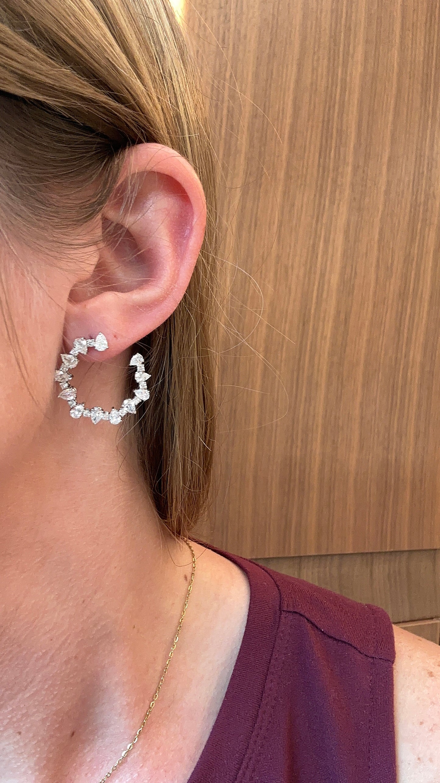 Diamond Pear Open Hoops