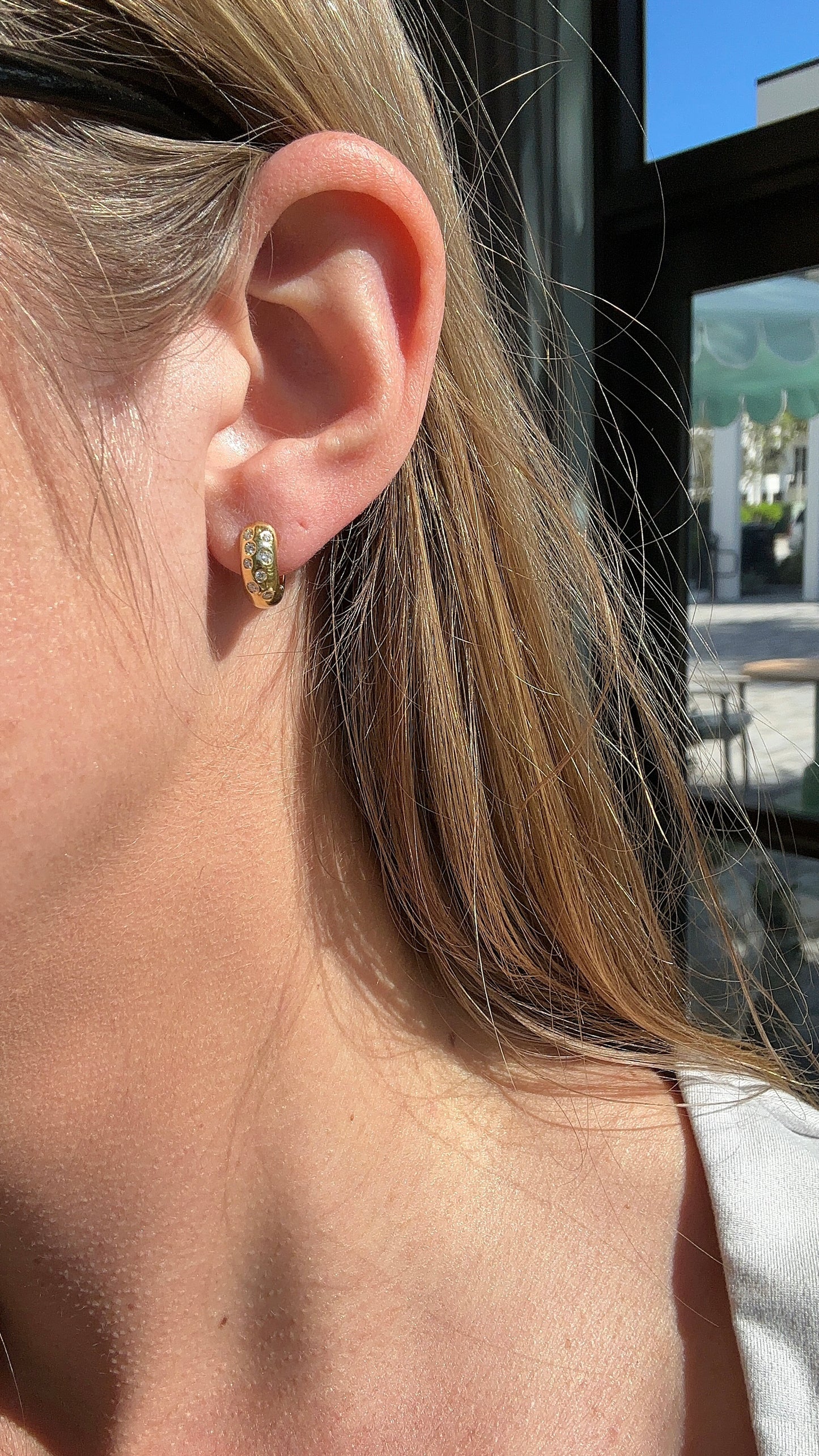 Vintage Diamond Flush Mini Hoops