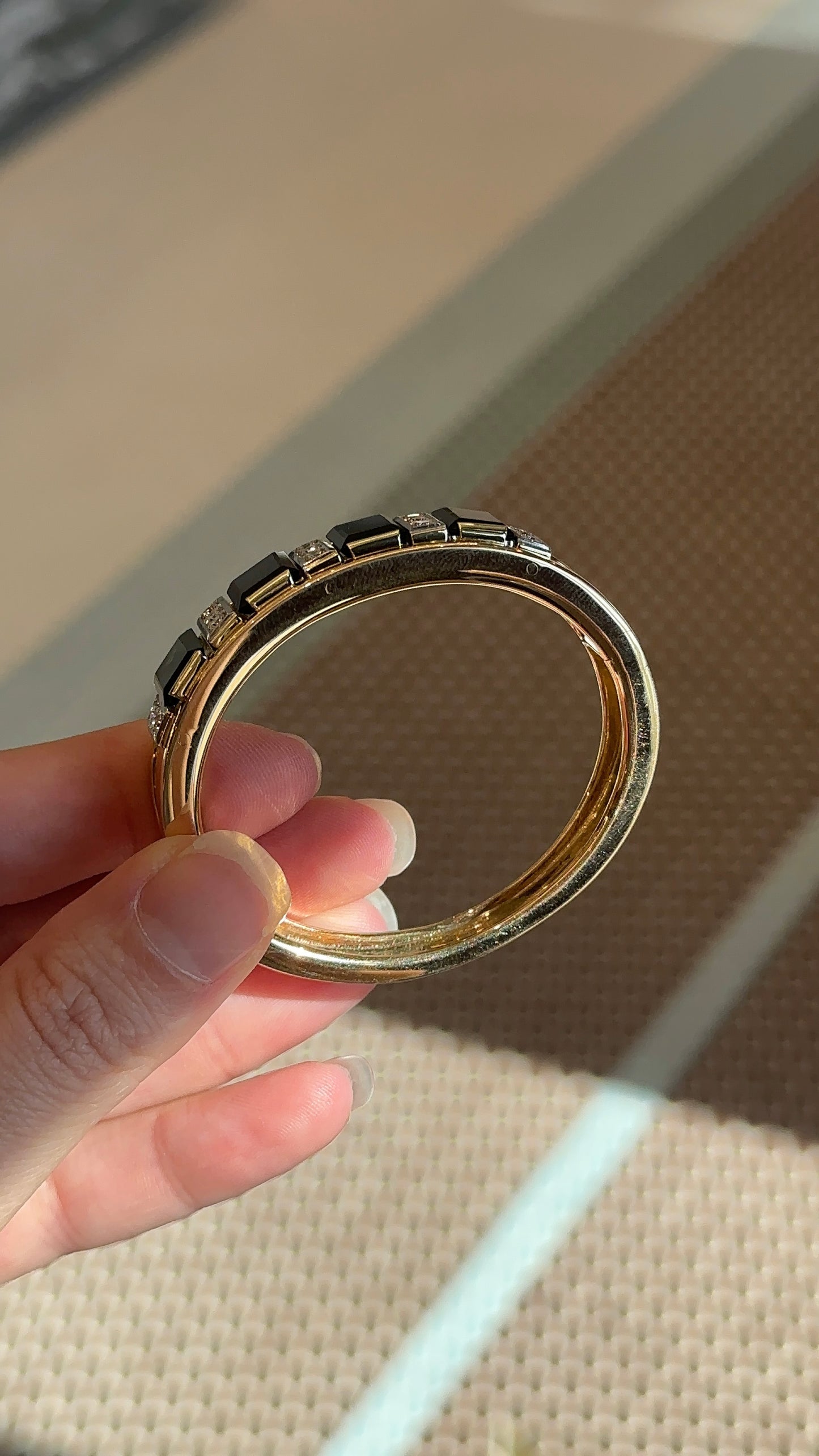 Estate Green Tourmaline and Diamond Bangle