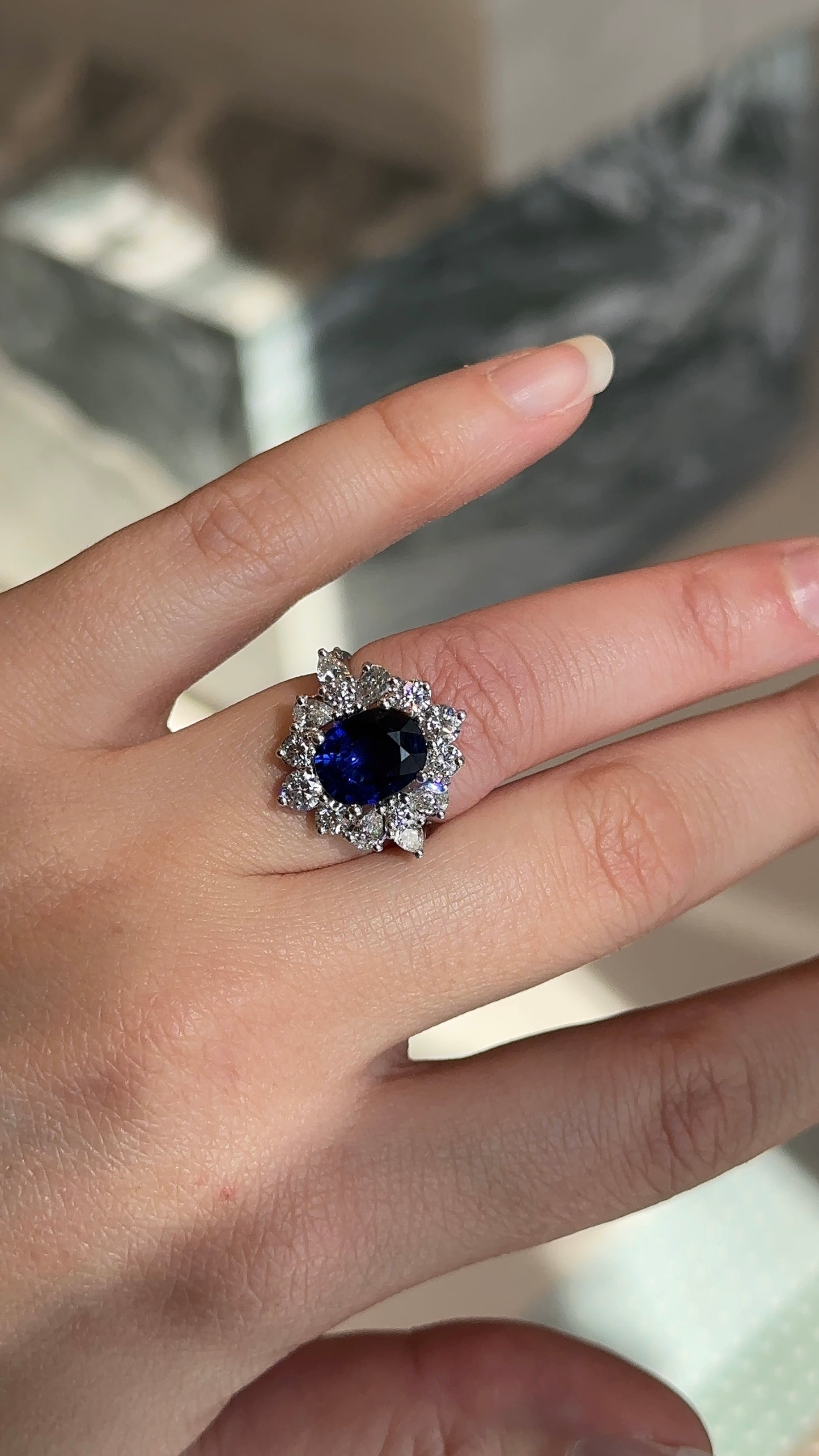 Vintage Blue Sapphire and Diamond Ring