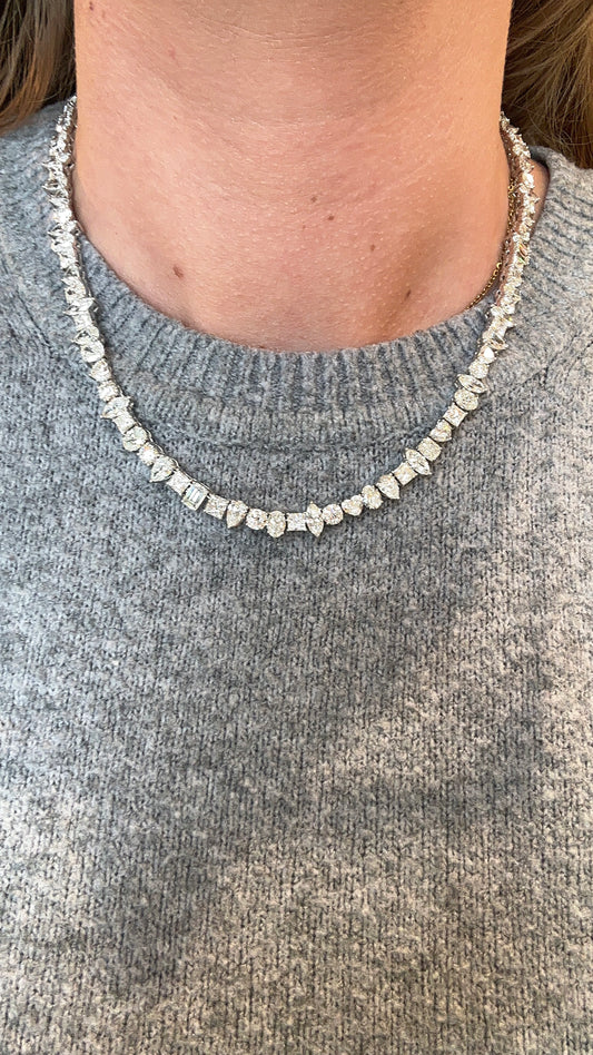 Fancy Shape Diamond Tennis Necklace
