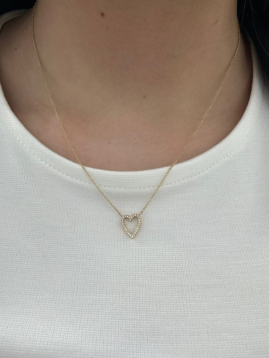 Diamond Pave Open Heart Necklace