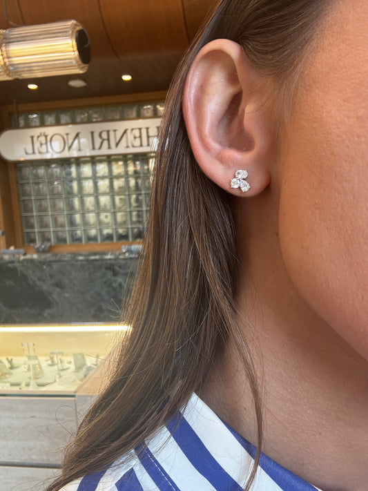 Oval Fancy Cluster Diamond Studs