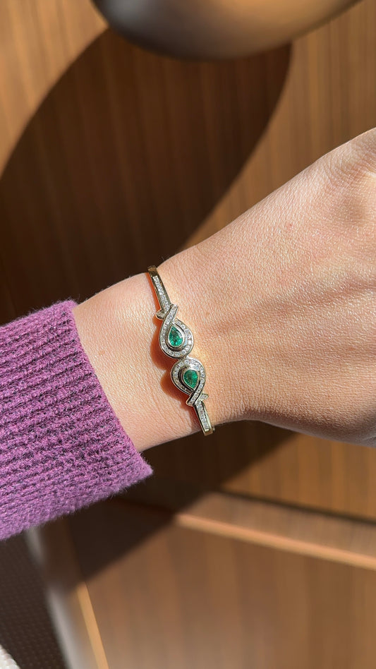 Vintage Diamond and Emerald Bangle – Henri Noël