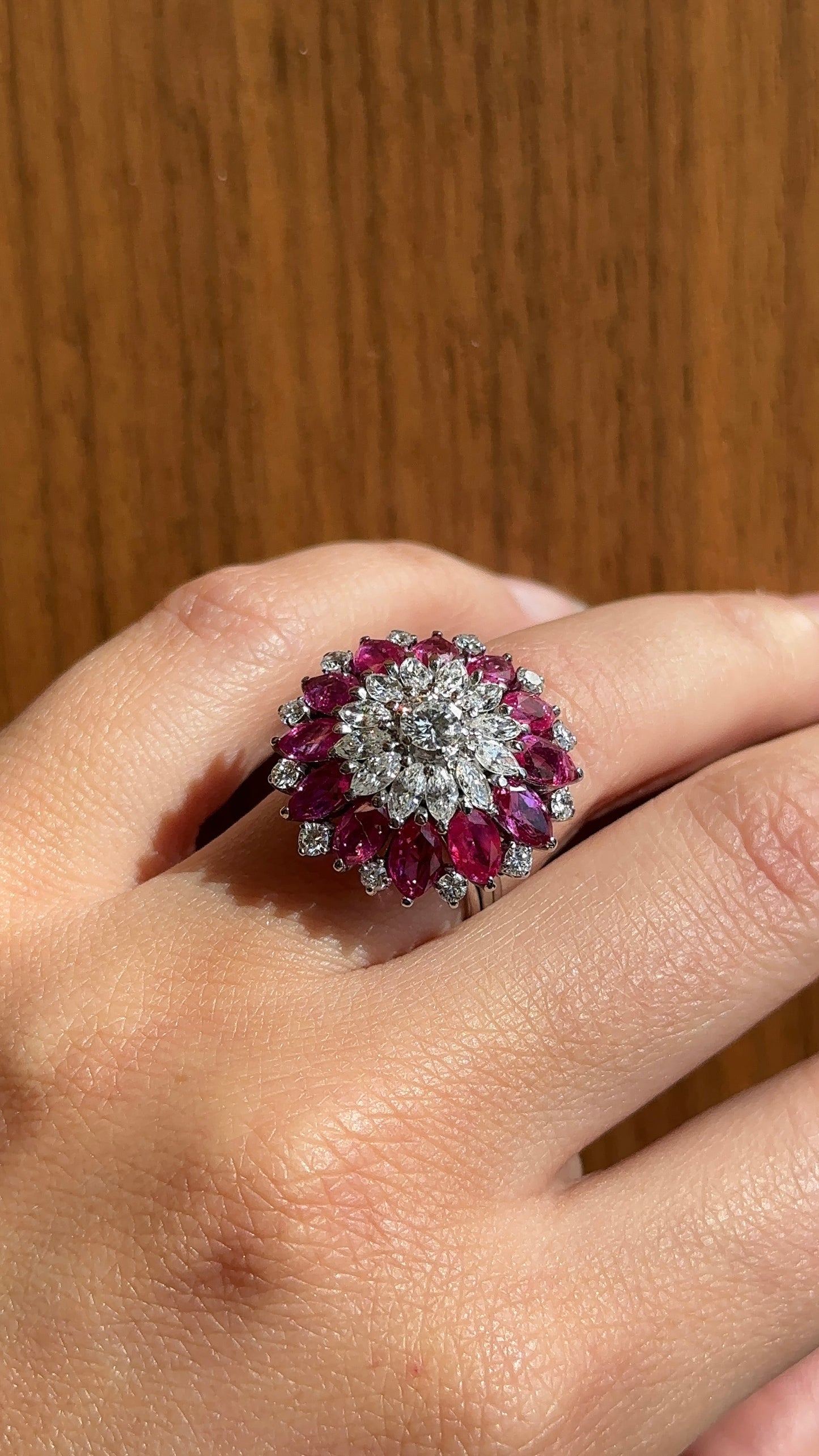 Vintage Ruby and Diamond Cocktail Ring – Henri Noël