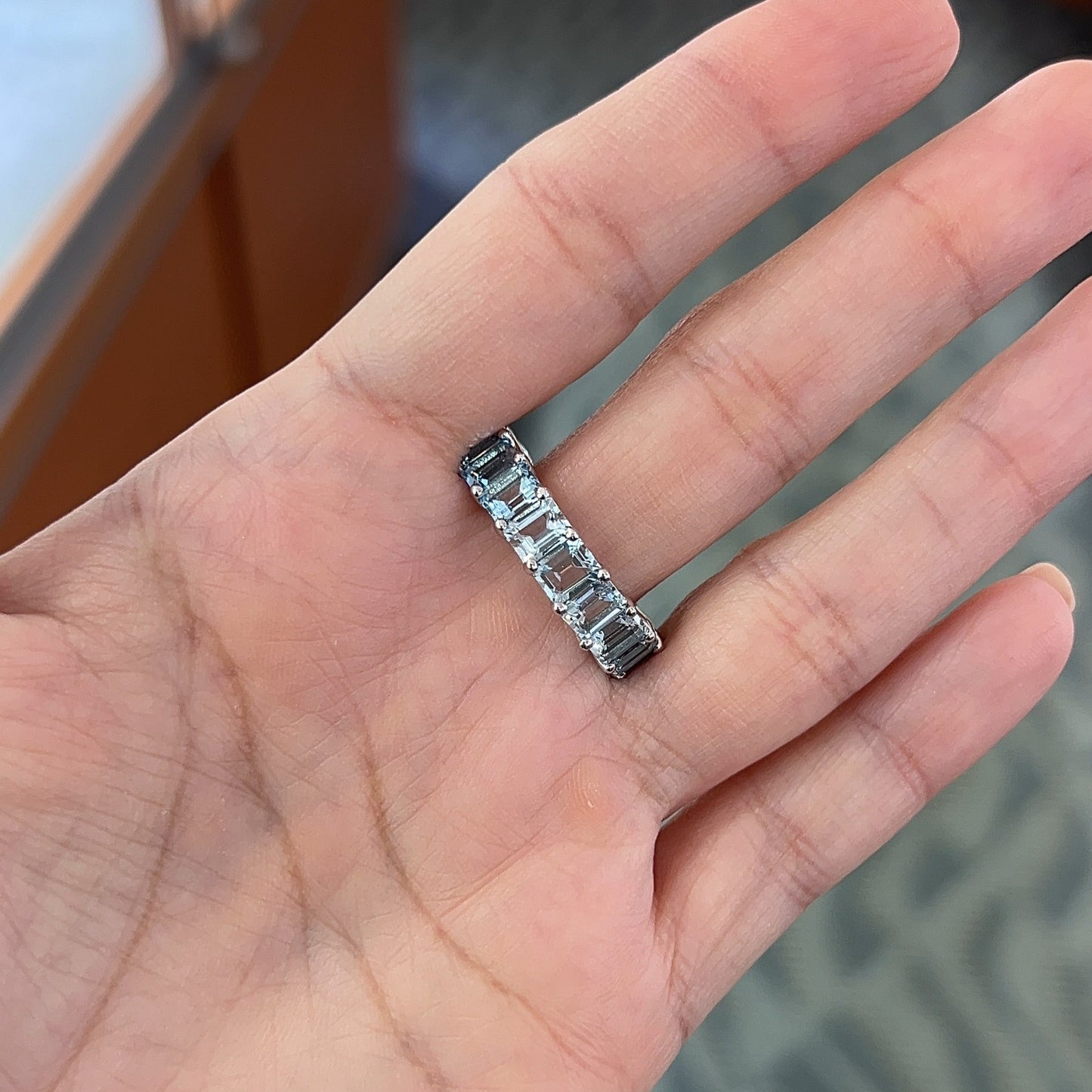 Emerald Cut Gemstone Eternity Band