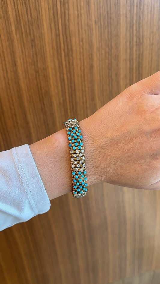 Estate Turquoise and Diamond Bracelet