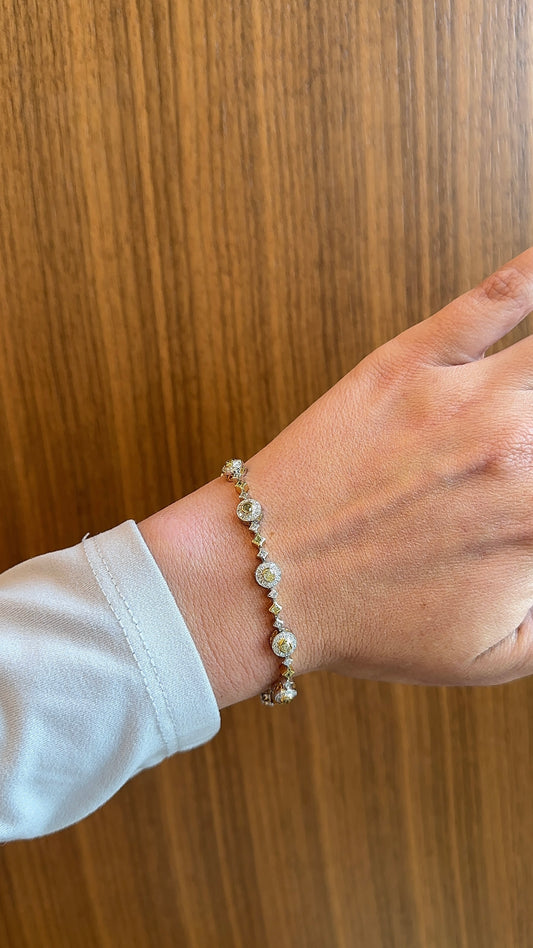 Estate Yellow Diamond and Diamond Bracelet