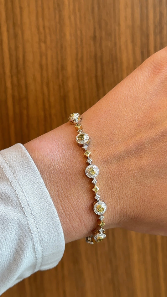 Estate Yellow Diamond and Diamond Bracelet