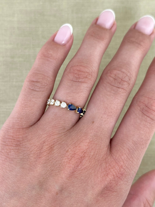Half Diamond Half Blue Sapphire Eternity Band