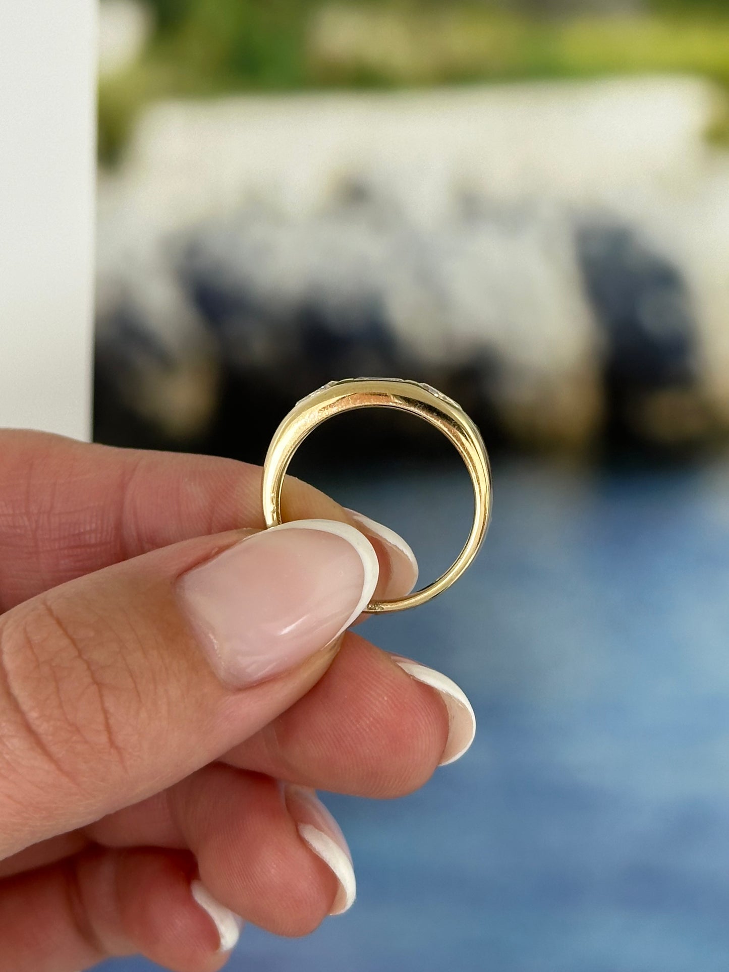 Diamond Three Stone Flush Set Ring