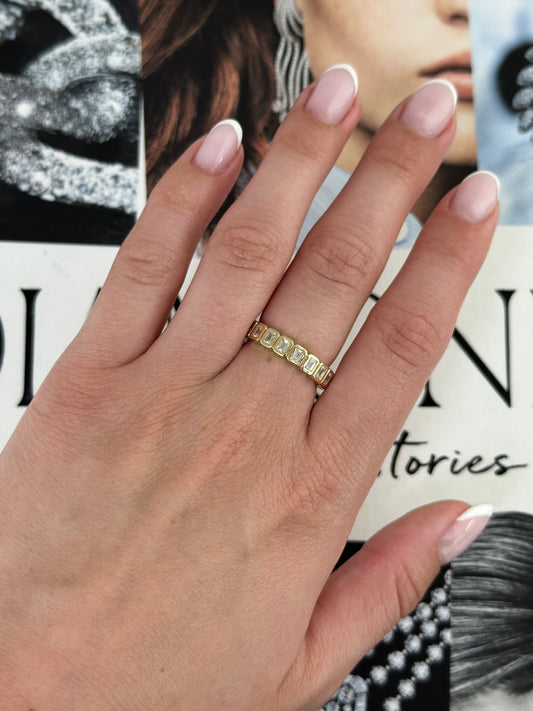 Emerald Cut Diamond Bezel Eternity Band