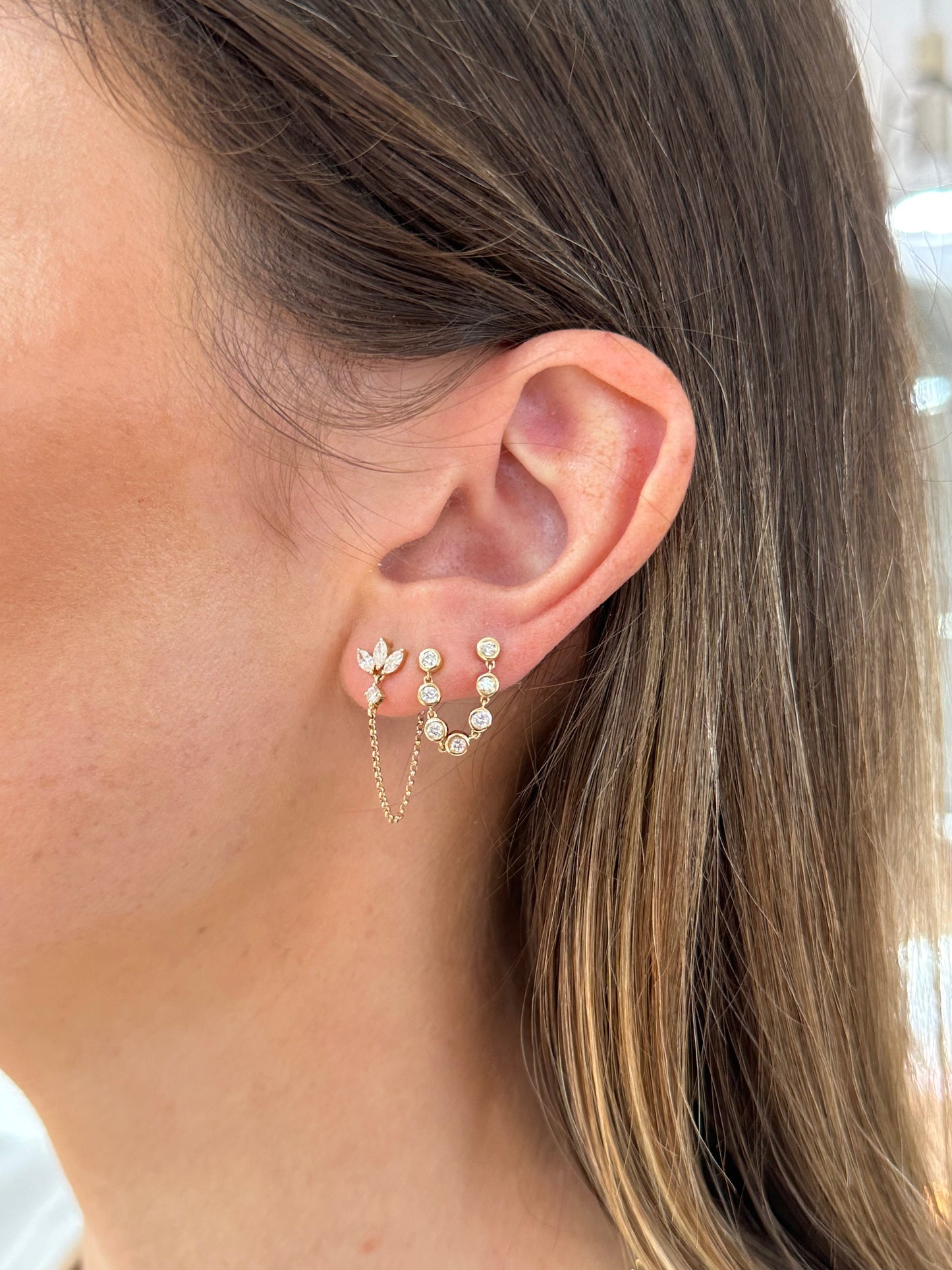 Diamond Bezel Jump Rope Earrings