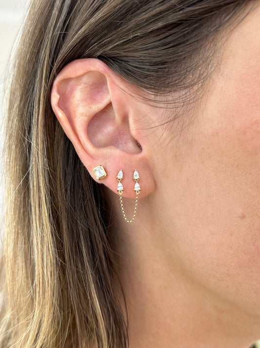 Double Diamond Pear Chain Jump Rope Earrings
