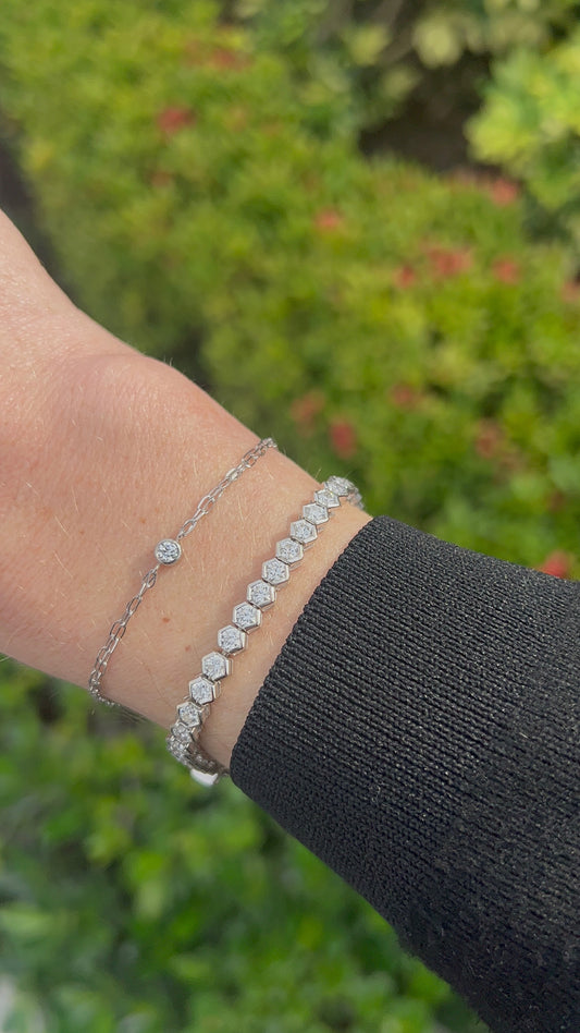 Hexagonal Diamond Tennis Bracelet
