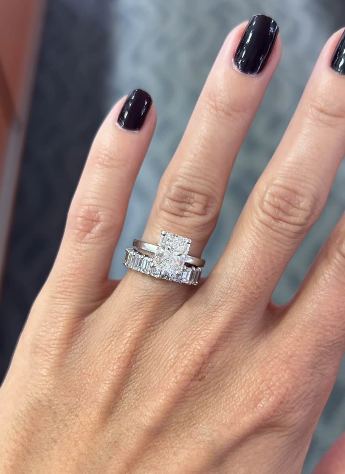 Half Emerald Cut Diamond Band