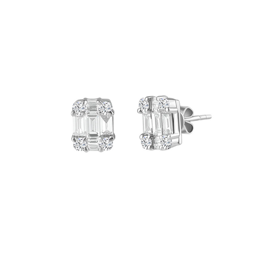 Illusion Emerald Cut Diamond Studs – Henri Noël