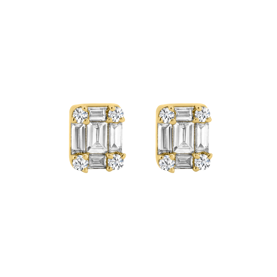 Illusion Emerald Cut Diamond Studs – Henri Noël