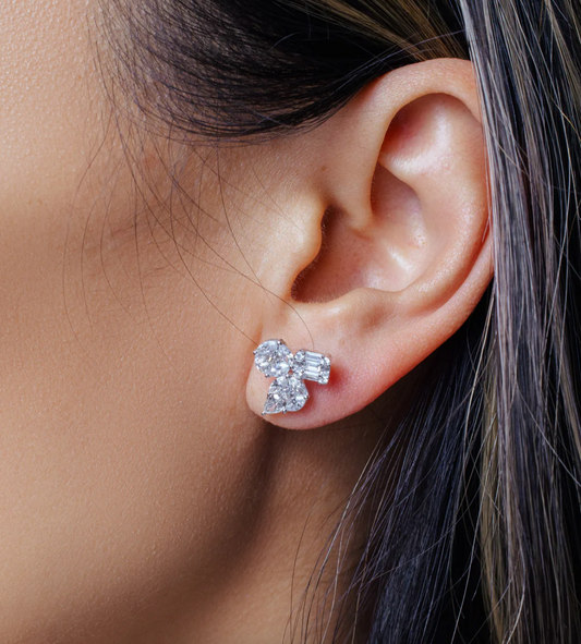 Illusion Triple Diamond Studs – Henri Noël
