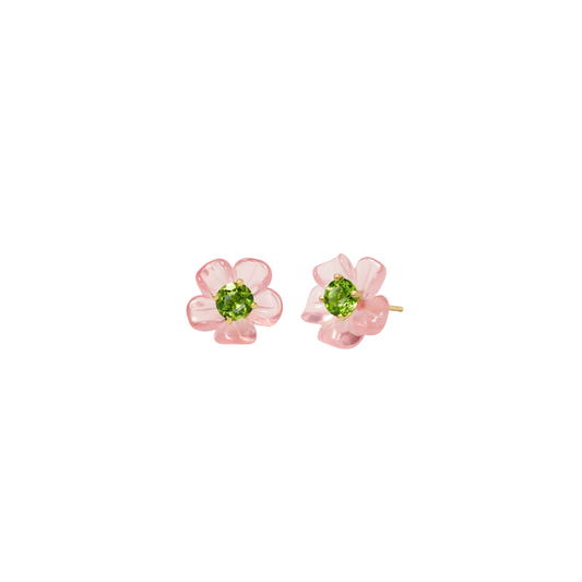 Sophie Joanne-Island Flower Studs Rose Quartz Peridot