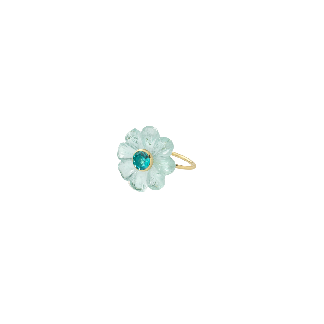 Sophie Joanne- Daisy Flower Ring Small Aquamarine Apatite