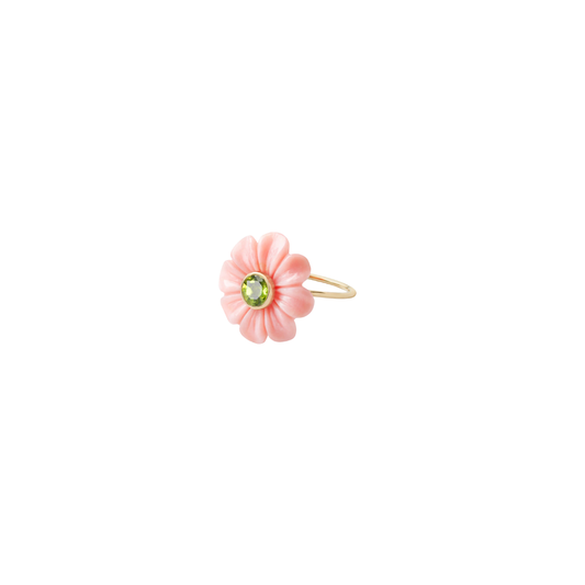 Sophie Joanne- Daisy Flower Ring Small Pink Opal Peridot
