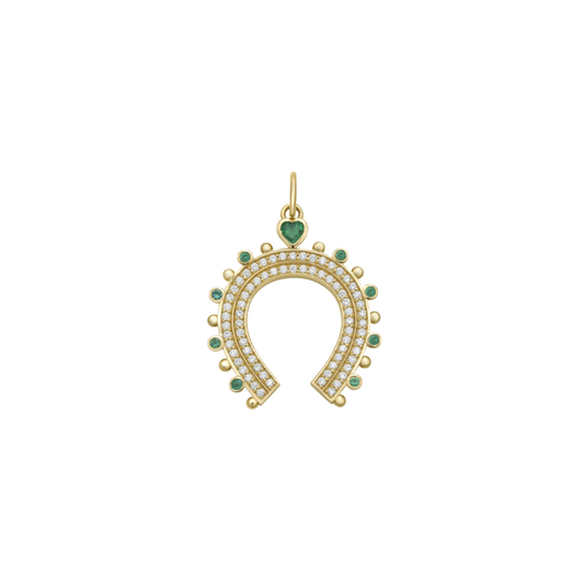 Lionheart- Lucky Emerald Heart Horseshoe Charm