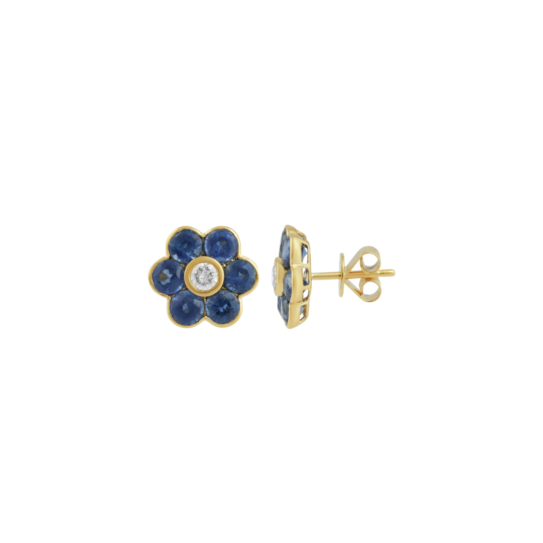 Kyanite and Diamond Flower Earrings – Henri Noël