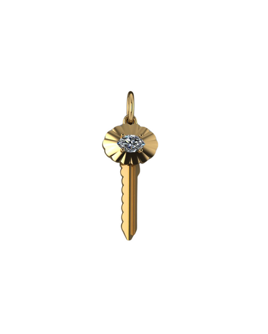 Large Marquise Diamond Scalloped Key Pendant – Henri Noël