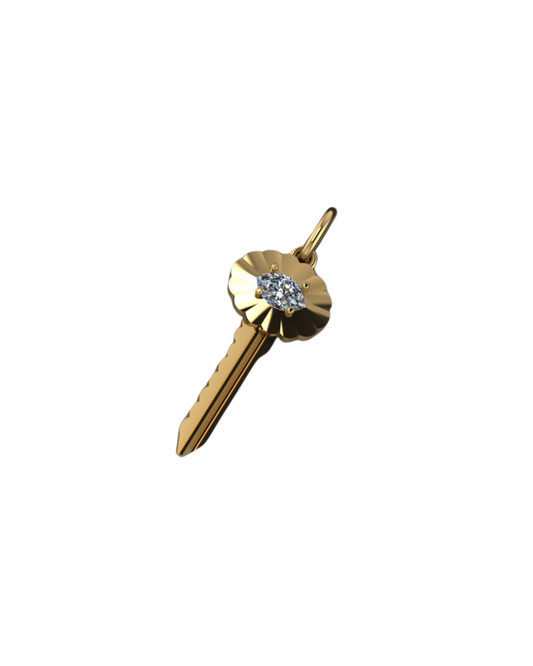 Large Marquise Diamond Scalloped Key Pendant – Henri Noël