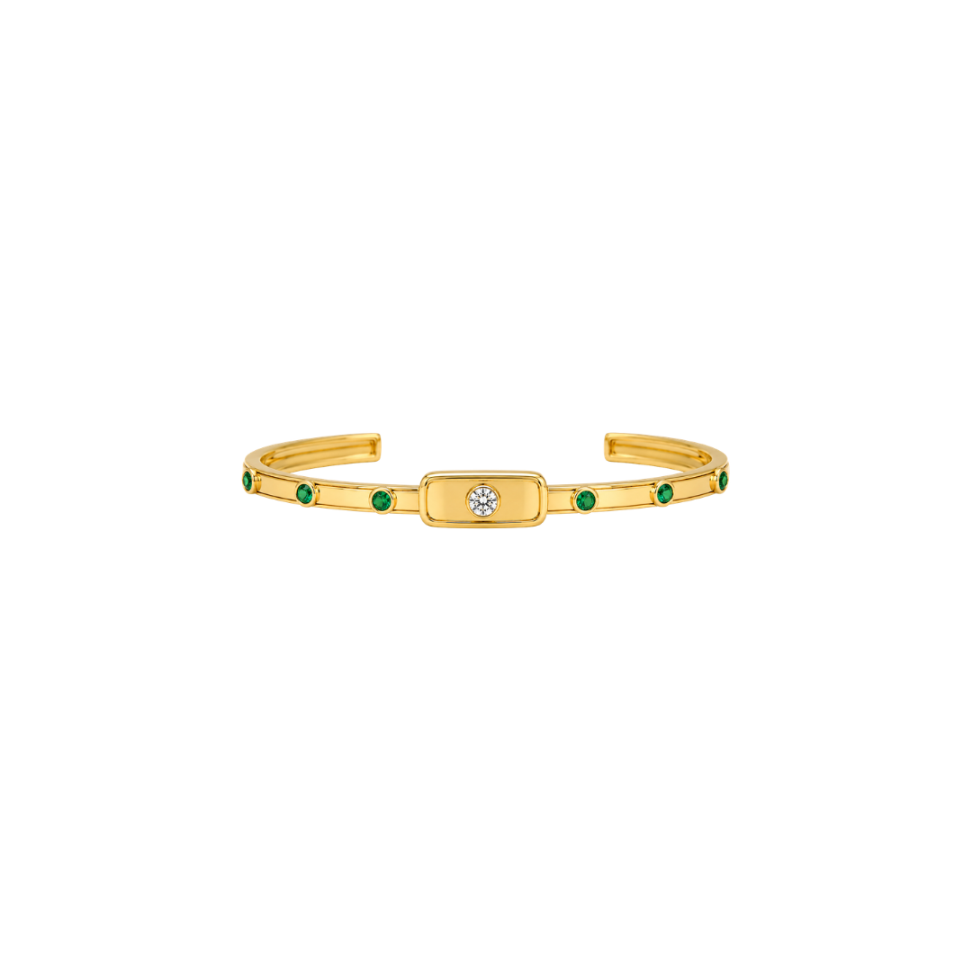Lionheart- Aurelia Diamond and Emerald Cuff Bangle