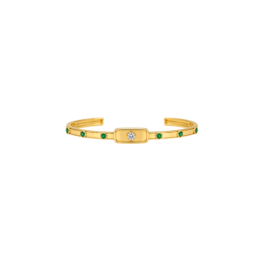 Lionheart- Aurelia Diamond and Emerald Cuff Bangle