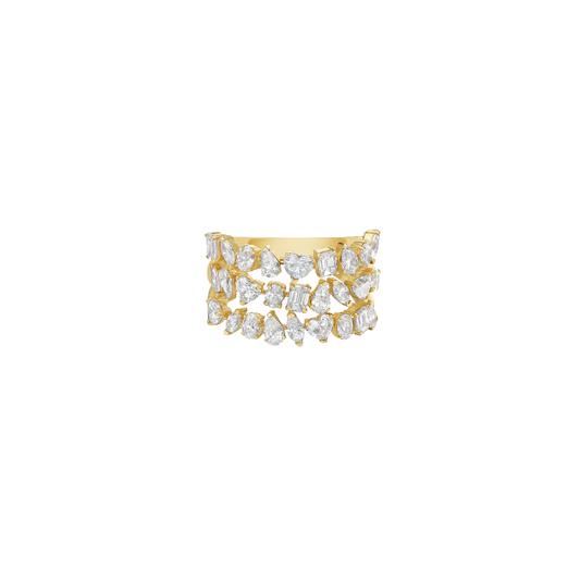 Lionheart- Fancy Cut Triple Row Diamond Ring