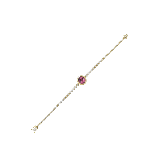 Lionheart- Reign Bezel Set Pink Tourmaline and Diamond Tennis Bracelet – Henri Noël