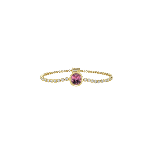 Lionheart- Reign Bezel Set Pink Tourmaline and Diamond Tennis Bracelet – Henri Noël