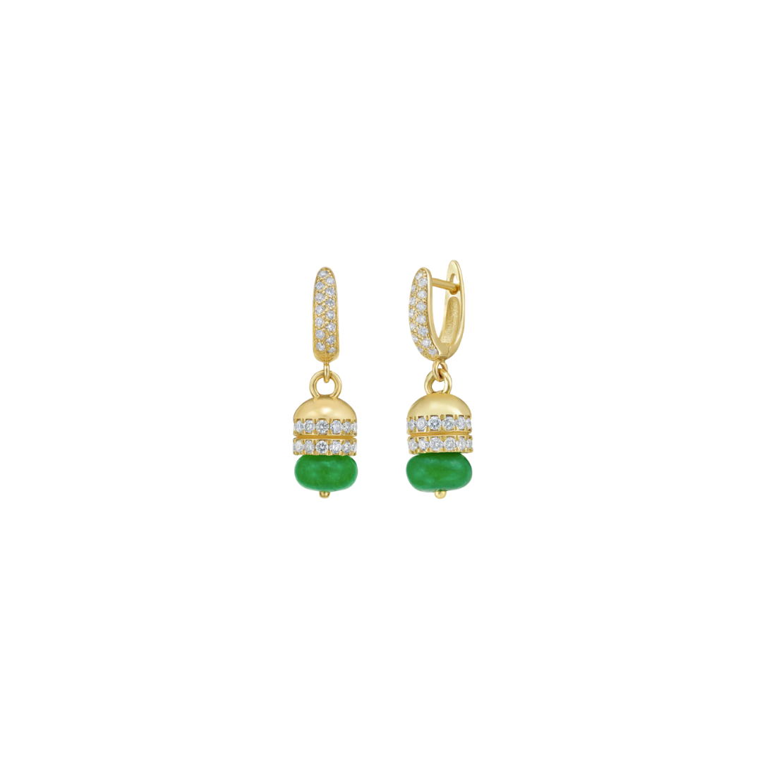 Lionheart- Rondelle Green Agate Bead Earrings