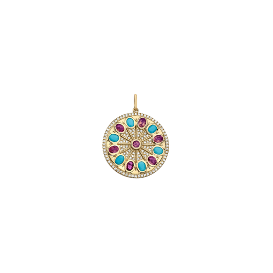 Lionheart- Serenity Pink Sapphire and Turquoise Amulet Charm – Henri Noël