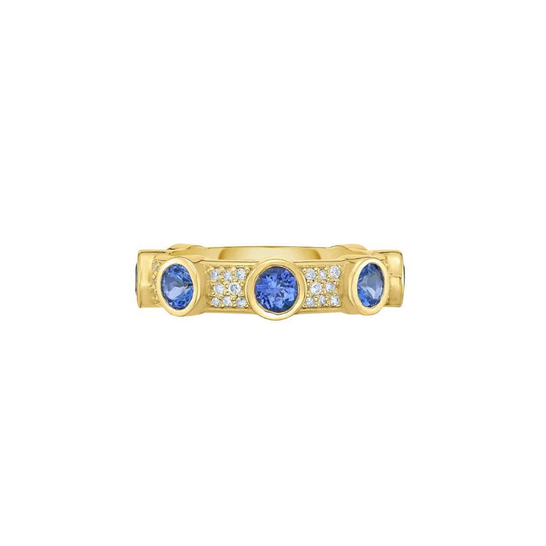 Lionheart- Aurelia Blue Sapphire and Diamond Stackable Ring – Henri Noël